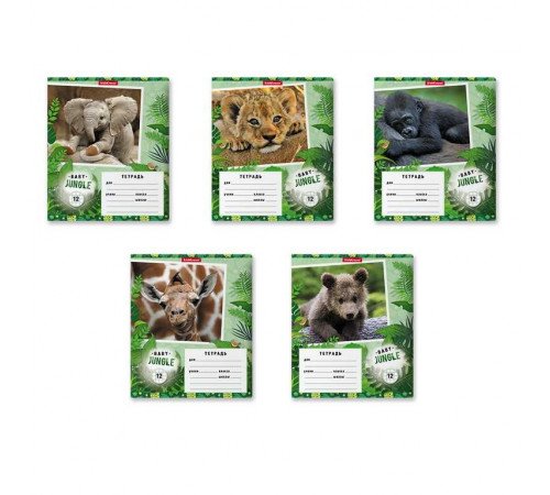 Тетрадь школьная ученическая ErichKrause® Baby Jungle, 12 листов, клетка (в плёнке по 10 шт.) 48832 Тетрадь школьная ученическая ErichKrause® Baby Jungle, 12 листов, клетка (в плёнке по 10 шт.) 48832