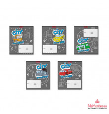 Тетрадь школьная ученическая ErichKrause® City Transport, 18 листов, клетка (в плёнке по 10 шт.)_MIX-PACK 58251