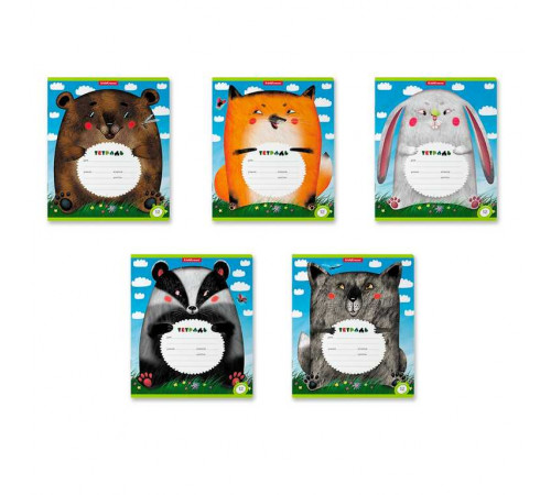 Тетрадь,12л.лин.Зверушки.45043