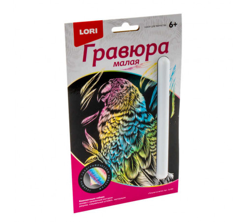 Гр-594 Гравюра малая -Попугай на ветке-