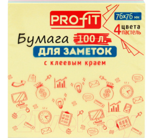 Бумага д/заметок с кл.сл.4цв.76х76мм 100л пастель/ЗС-1561