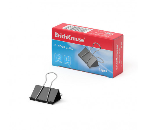 Зажимы для бумаг ErichKrause Classic, 19мм, черный (в коробке по 12 шт.)25086 Зажимы для бумаг ErichKrause Classic, 19мм, черный (в коробке по 12 шт.)25086