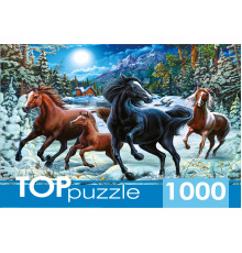 TOPpuzzle. ПАЗЛЫ 1000 элементов. ФТП1000-9851 Зимние лошади