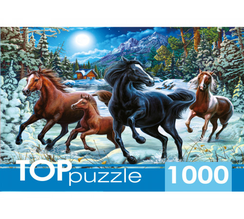 TOPpuzzle. ПАЗЛЫ 1000 элементов. ФТП1000-9851 Зимние лошади