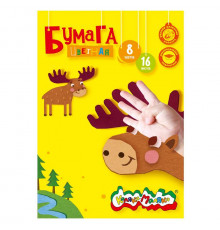 Бумага цв. 1-стор. Каляка-Маляка офсет. 16 л. 8 цв. 70 г/м2 А4 210х297 мм в папке ассорти 3+