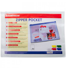 Zip-пакет пластиковый ErichKrause® PVC Zip Pocket, A4, прозрачный (в пакете по 12 шт.) 2935