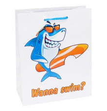 Пакет подар. с глян. лам. 18x23x10 см  (M) Стильная акула, 157 г ПКП-6352