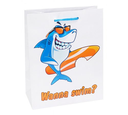 Пакет подар. с глян. лам. 18x23x10 см  (M) Стильная акула, 157 г ПКП-6352
