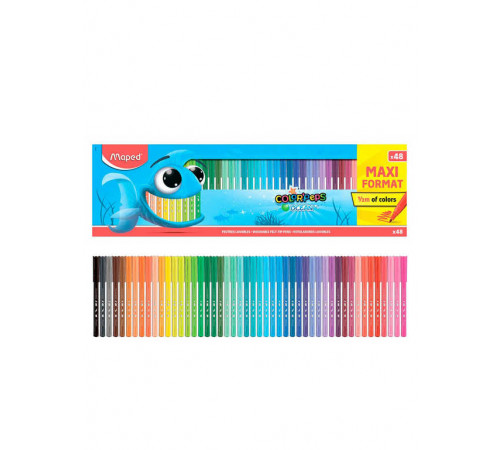 Фломастеры суперсмываемые MAPED COLOR'PEPS OCEAN картонная упаковка, 48 цветов, 845727