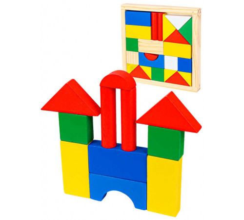 Деревянная игрушка. Конструктор small (цветные строительные блоки) (14,5х14,5см) (Арт. AN02219)