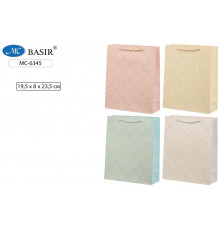 Подарочный пакет: плотный, цветной с рисунком-золо МС-6345