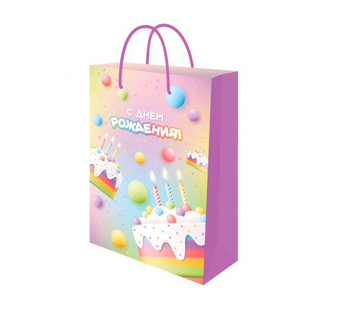 Dream cards Пакет подарочный с мат.лам. 22х31х10см (ML) Торт со свечками, 190г ППК-2763