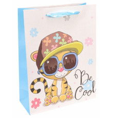 Dream cards Пакет подарочный с мат. лам. Стильный тигренок 18х24х8.5 см (M), 210 г ПКП-3425