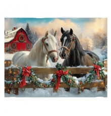 Пр.п.Холст с красками 17х22 см по номерам в коробке (14цв.) Пара лошадей в загоне (арт. ХК-0472)