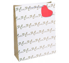Dream cards Пакет подарочный с мат. лам. Любовь, бежевый 26х32х13 см, 210 г ППК-1873