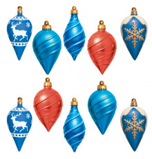 Сф.КМ-17702 Комплект украшений со скотчем. Новогодние игрушки (10 шт.: 5 видов по 2 шт.)
