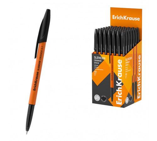 Ручка шариковая ErichKrause Slender Stick Orange 0.7, Super Glide Technology, цвет чернил черный (в коробке по 50 шт.) 63090