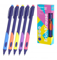 Ручка шариковая ErichKrause ErgoLine® Kids для левшей Stick&Grip Neon 0.5, Super Glide Technology, цвет чернил синий (в коробке по 10 шт.) 63116