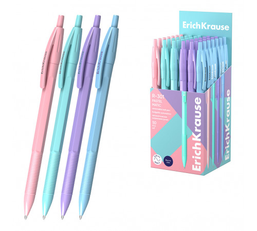Ручка шариковая автоматическая ErichKrause R-301 Matic Pastel 0.7, цвет чернил синий (в коробке по 50 шт.) 60982