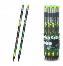 Чернографитный карандаш пластиковый ErichKrause Garden Pet, трехгранный, с ластиком, НВ (в тубусе по 42 шт.) 62772