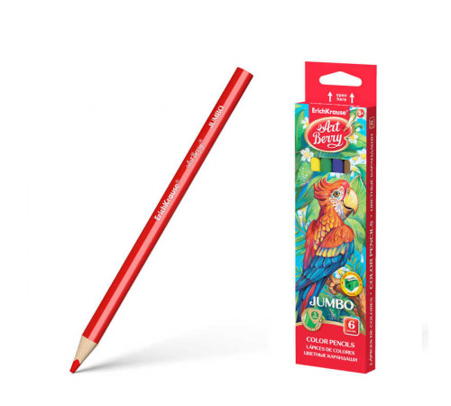 Цветные карандаши трехгранные ArtBerry® Jumbo 6 цветов с точилкой 32473 Цветные карандаши трехгранные ArtBerry® Jumbo 6 цветов с точилкой 32473