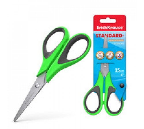 Ножницы ErichKrause EasyCut+, 15см, ассорти (в блистере по 1 шт.)35098