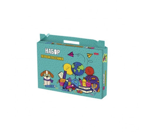 Набор школьно-письменных принадлежностей для ПЕРВОКЛАССНИКА -Учись с удовольствием!- в подарочн. коробочке