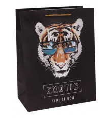 Пакет подарочный из крафт-бумаги 26,4х32,7х13,6 см (craft L) Стильный тигр, 150 г ППК-7437