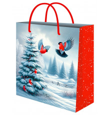 Пакет подарочный с глянц.лам. 26,4x32,7x13,6 см (L) Снегири, 157г ППК-2361