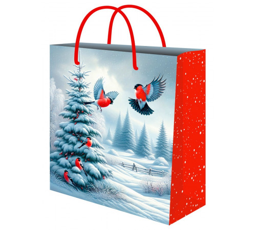 Пакет подарочный с глянц.лам. 26,4x32,7x13,6 см (L) Снегири, 157г ППК-2361