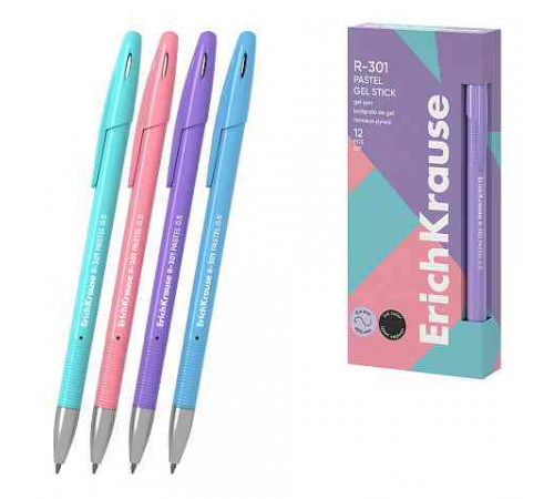Ручка гелевая ErichKrause R-301 Gel Stick Pastel 0.5, цвет чернил черный  61293