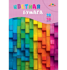 Цв. бумага  А4 10л.,10цв. офс., папка 