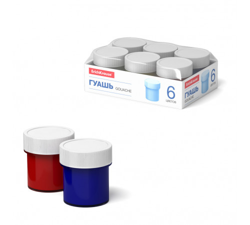 Гуашь ErichKrause® Basic light pack 6 цветов по 17мл (в поддоне) 53751