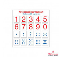 Счетный материал. Набор из 20 карточек. Цифры, числовые кружки (Математические ступеньки