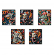 Тетрадь общая ученическая ErichKrause Flower Animals, 48 листов, выборочный УФ-лак, клетка_MIX-PACK 63322