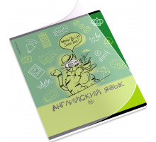 Тетрадь общая ученическая с пластиковой обложкой на скобе ErichKrause Котоформулы, Английский язык, 48 листов, клетка 62535