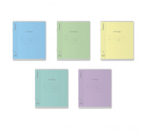 Тетрадь школьная ученическая с пластиковой обложкой на скобе ErichKrause Классика CoverPrо fizzy, А5+, 12 листов, клетка_MIX-PACK 56338