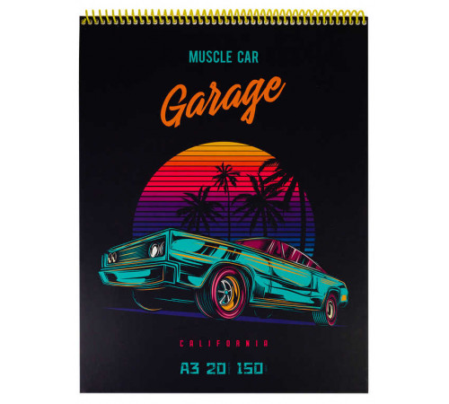 Скетчбуки А3 Авто (мягкая обл, мат лам, жест подл, спираль, 20л, 150г)  С20-7725