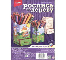 Фнр-026 Роспись по дереву. Карандашница -Лиса художница-