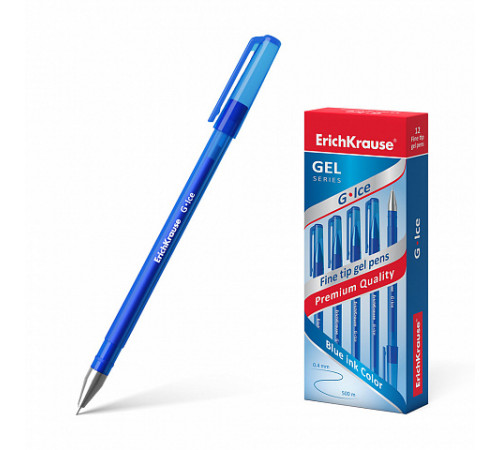 Ручка гелевая ErichKrause® G-Ice, цвет чернил синий (в коробке по 12 шт.) 39003