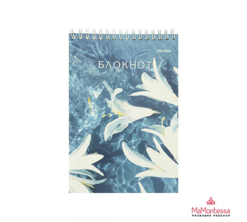 Блокнот А5 80л. ЦВЕТЫ НА ВОДЕ (Б80-9601) ассорти, с жест подл,на гребне,цв.мел.обл,бл-офс