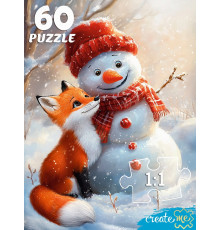 Пр.п.ПАЗЛЫ 60 элементов. ЛИСЕНОК И СНЕГОВИЧОК  (арт.П60-7599)