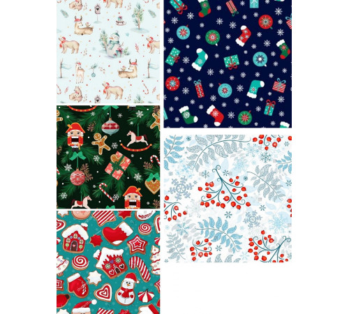 Упаковочная бумага Новогоднее чудо В АССОРТИМЕНТЕ (70х100см, 1л, 5 дизайнов в шоубоксе) УБ-6492