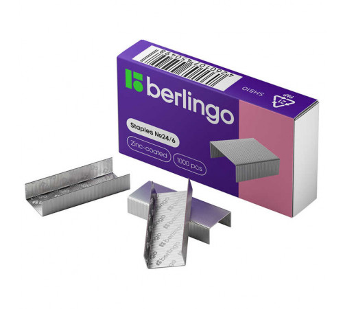 Скобы для степлера №24/6 Berlingo, оцинкованные, 1000шт. SH510