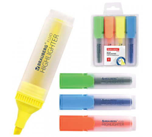Набор текстовыделителей BRAUBERG 4 шт., АССОРТИ, 