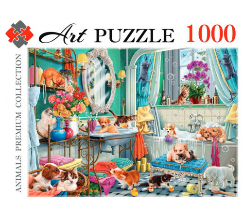 Artpuzzle. ПАЗЛЫ 1000 элементов. КОТЯТА И ЩЕНКИ В ВАННОЙ (Арт. Ф1000-0461) Artpuzzle. ПАЗЛЫ 1000 элементов. КОТЯТА И ЩЕНКИ В ВАННОЙ (Арт. Ф1000-0461)