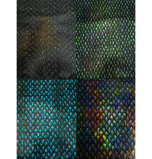 Упаковочная бумага с тисн. фольгой Чешуя В АССОРТ. (1л в рулоне,4дизайна в шоу-се70*100см) УБ-7999