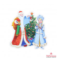 Пр.п.Силиконовая новогодняя наклейка  Слушаем поздравления 25*25 см Собственная разработка НУ-6622