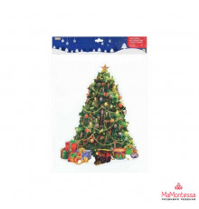Пр.п.Силиконовая новогодняя наклейка Потрясающая ёлка 25*33 см Собственная разработка НУ-6626
