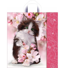 ТК.Пакет 435х400х0,035 Котенок в цветах -пакет петл